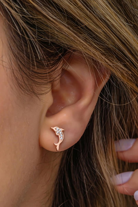 Heliophilia Silver Pendientes de Plata de Ley 925 con Baño de Oro Rosa y Circón